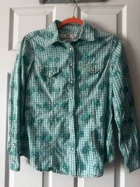 Barn Fly Teal Plaid Button-Down Shirt
